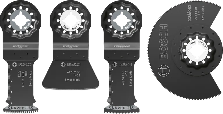 Bosch grīdas seguma un stiprinājumu komplekts, 4 daudzfunkcionālu instrumentu asmeņi.